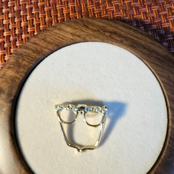 Vintage Eyeglass Pin/Brooch with Rhinestones - Picture 1 of 3